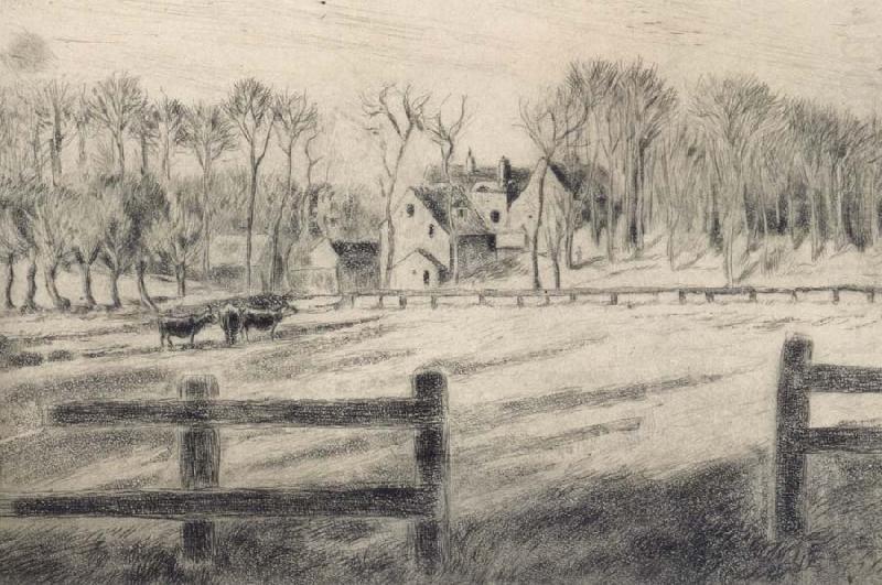 Camille Pissarro Field with mill at Osny
